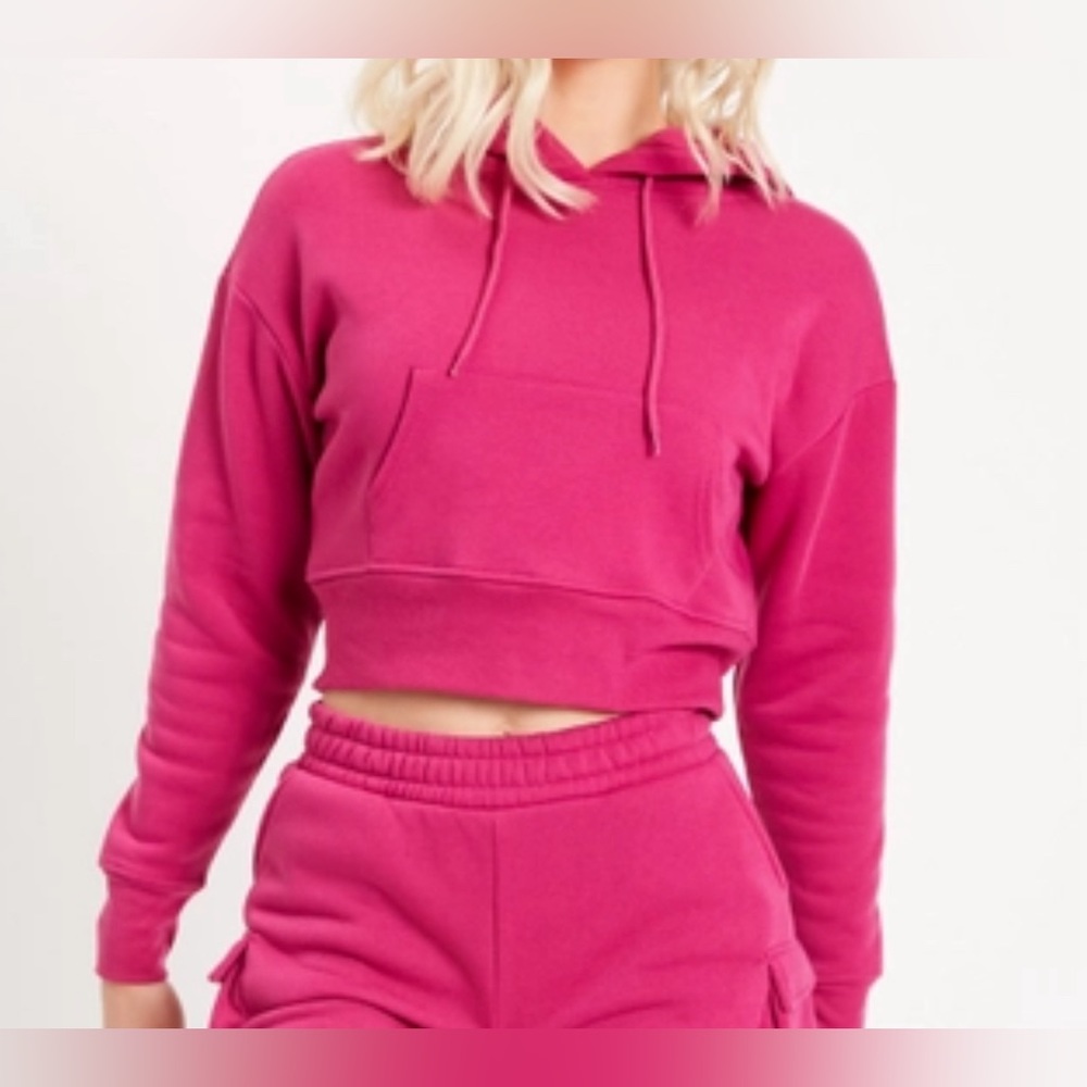 NWT - Rue21 Essential Zip Up Crop Hoodie - Fuchsia - Size S